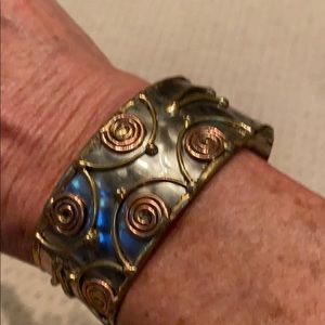 Silver and brass cuff bracelet